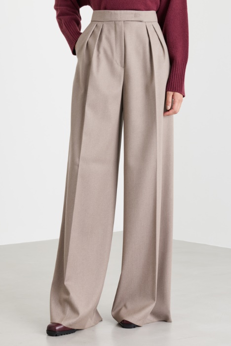 Pantalone palazzo in lana con doppia pinces