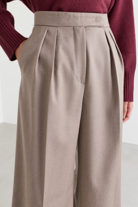 Pantalone palazzo in lana con doppia pinces