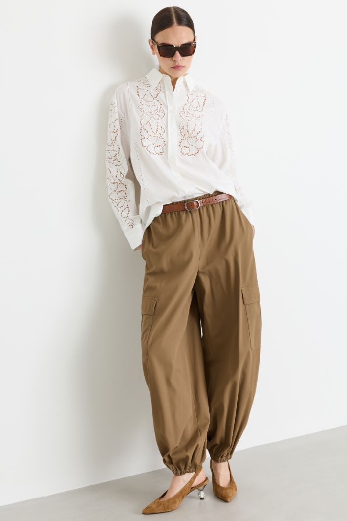 High-waisted baggy trousers - CAMEL - Intrend
