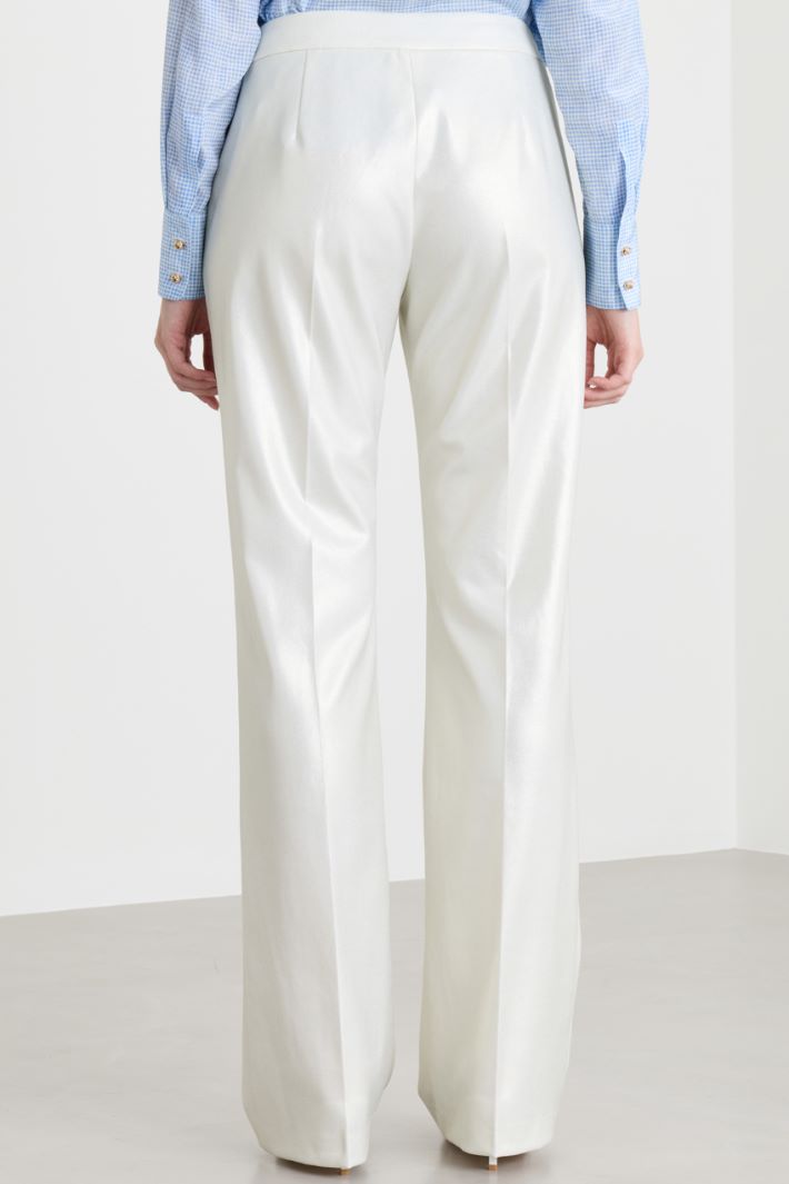Laminated Flared Trousers - WHITE - Intrend - 4
