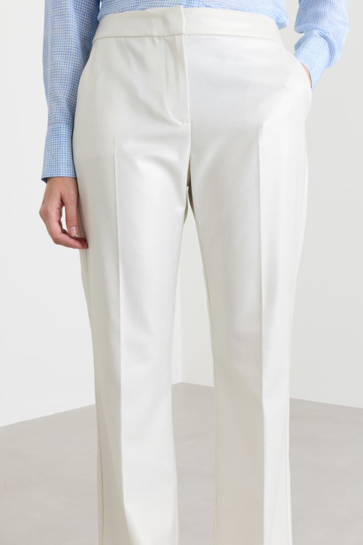Laminated Flared Trousers - WHITE - Intrend - 3