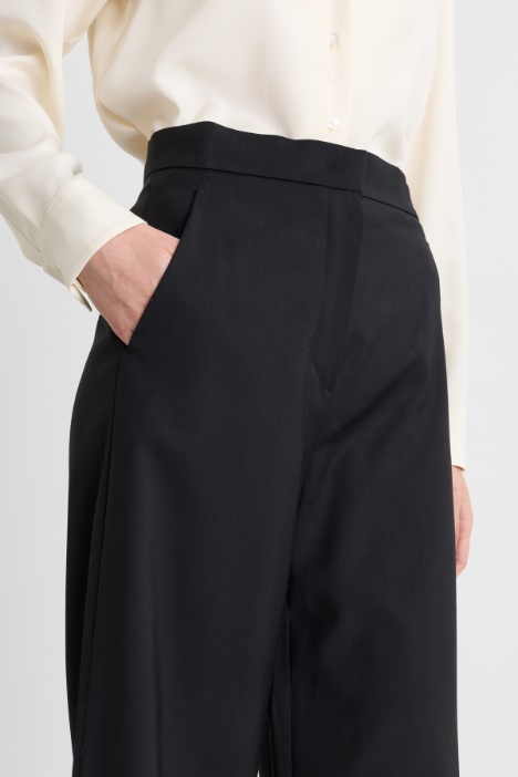 Pantalone in tela a vita alta