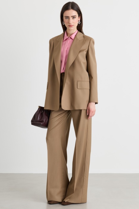 High-waisted wool canvas trousers - Intrend