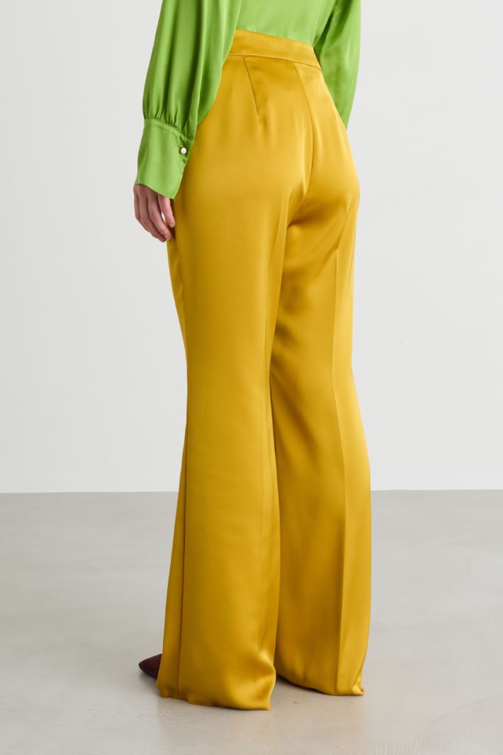 Fluid Satin Trousers - YELLOW - Intrend - 4