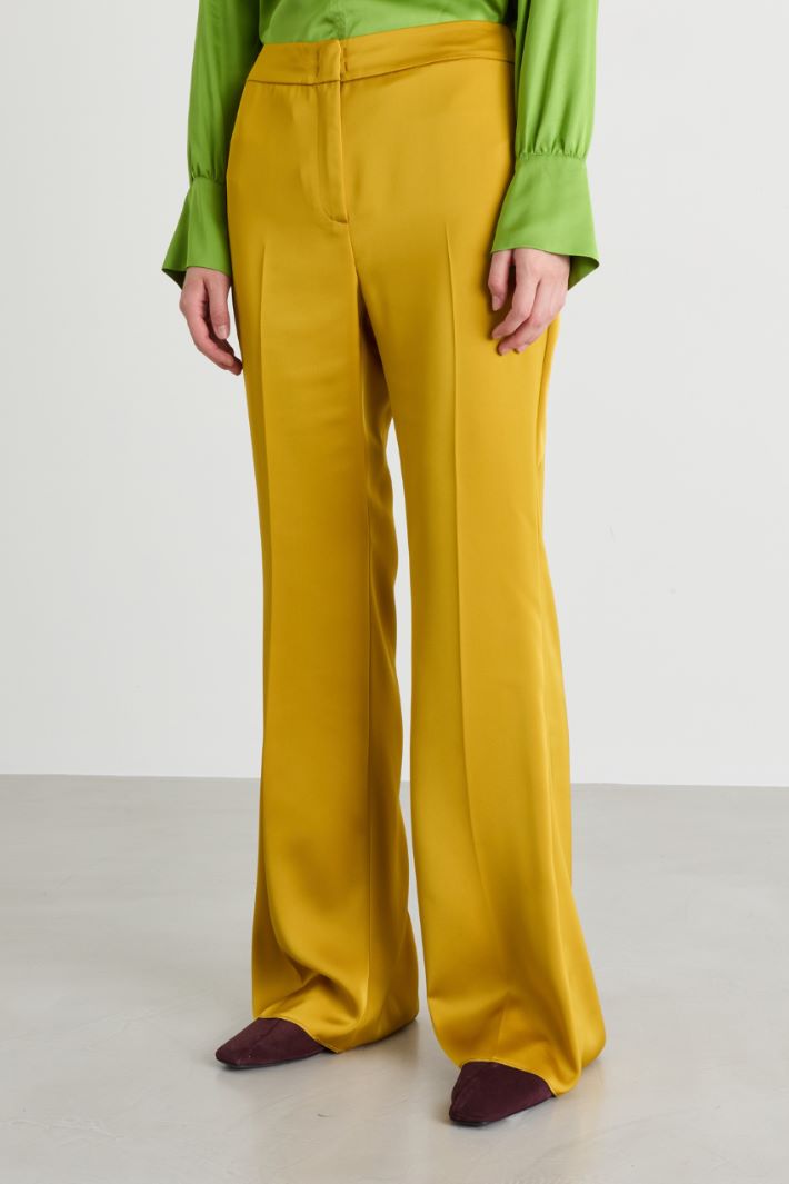 Fluid Satin Trousers - YELLOW - Intrend - 2