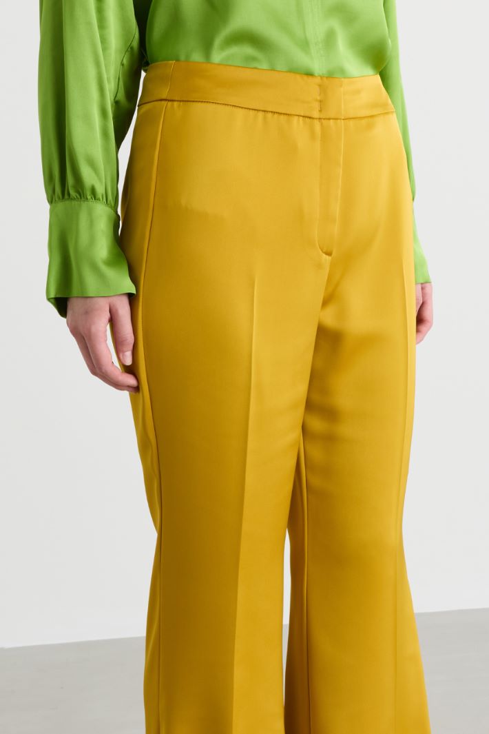 Fluid Satin Trousers - YELLOW - Intrend - 3
