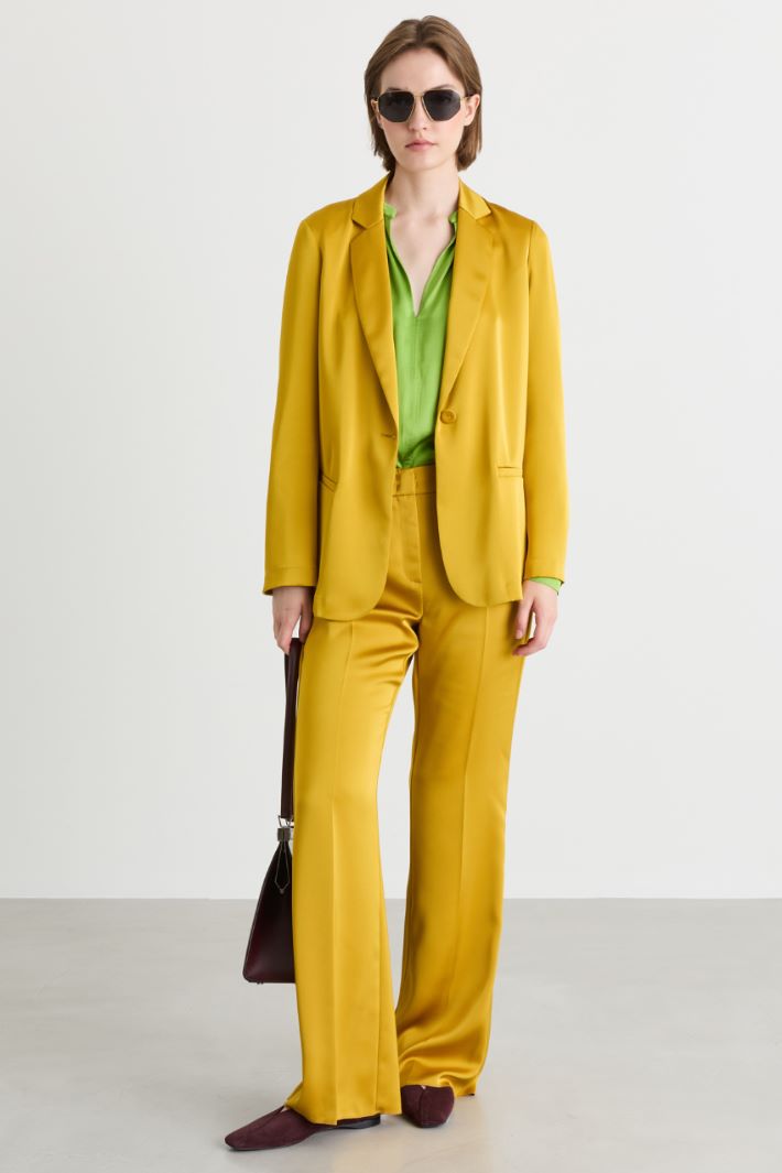 Fluid Satin Trousers - YELLOW - Intrend