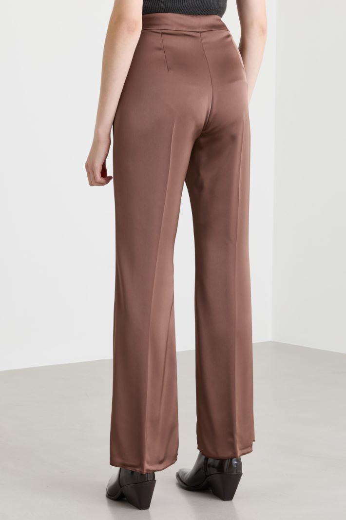 Fluid Satin Trousers - BROWN - Intrend - 4
