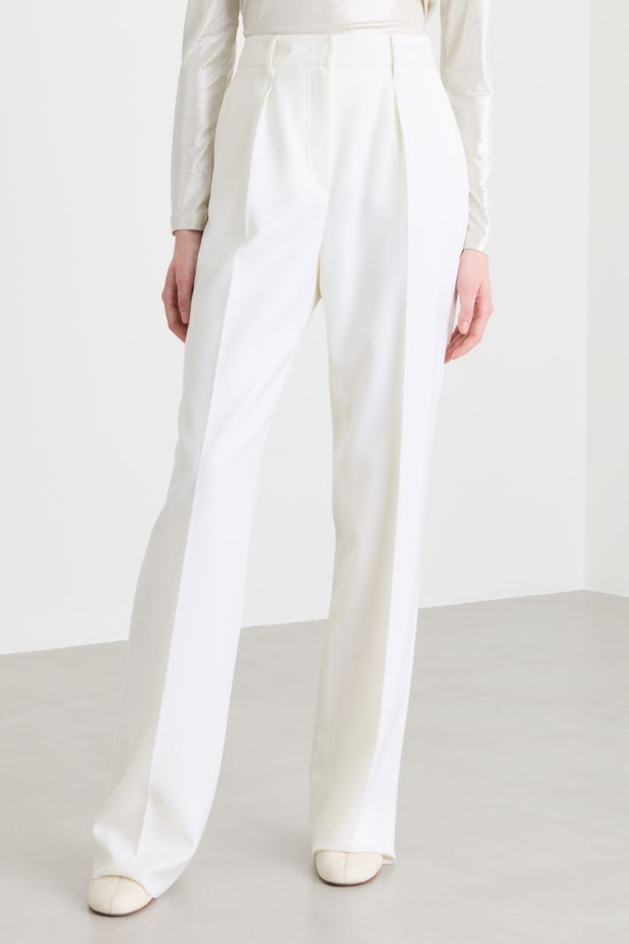 Pantalone in gabardina con pinces - BIANCO - Intrend - 2