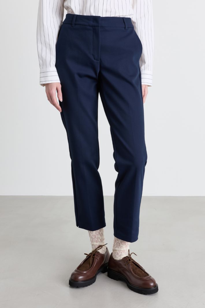 Pantalone chino in tessuto doppio stretch - BLU - Intrend - 2