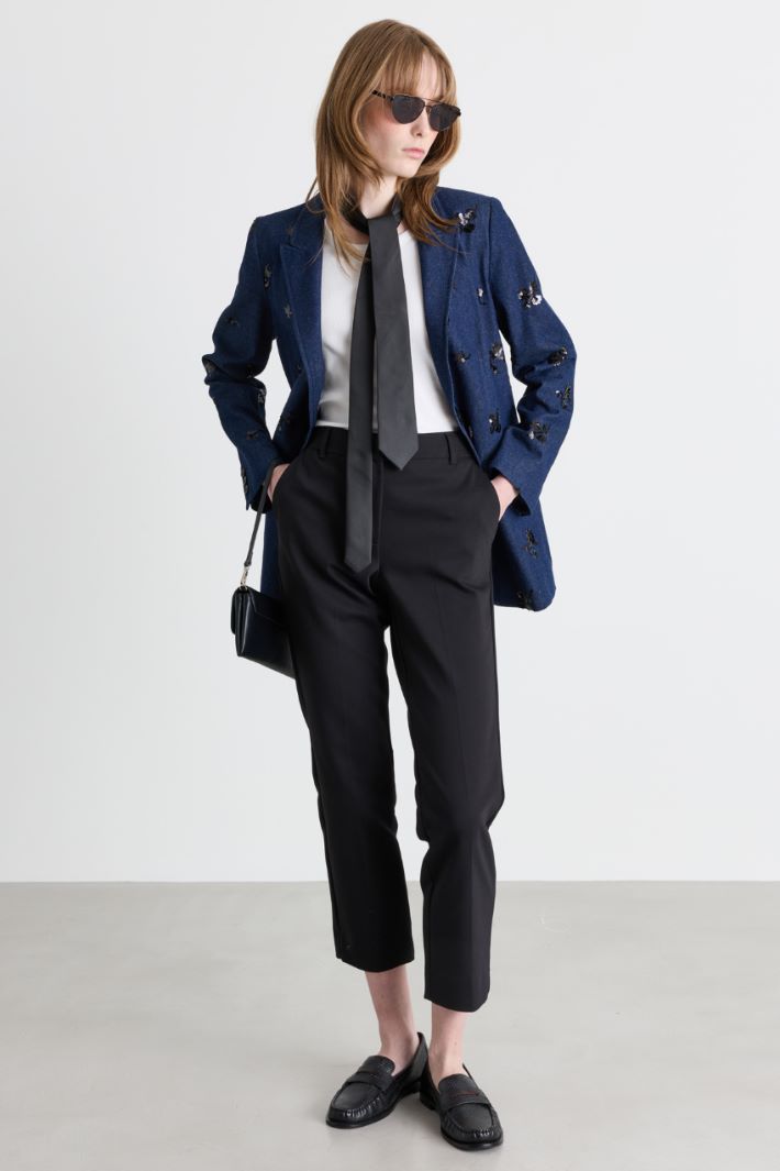 Pantalone chino in tessuto doppio stretch - NERO - Intrend