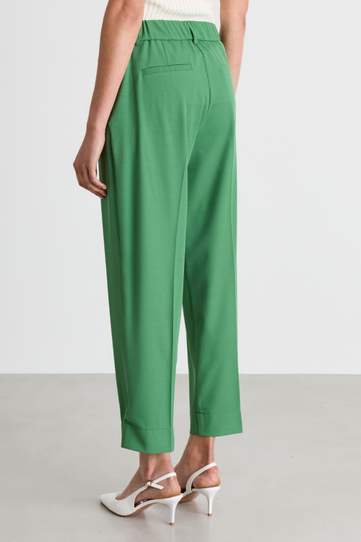 Fluid twill cigarette trousers - GREEN - Intrend - 4
