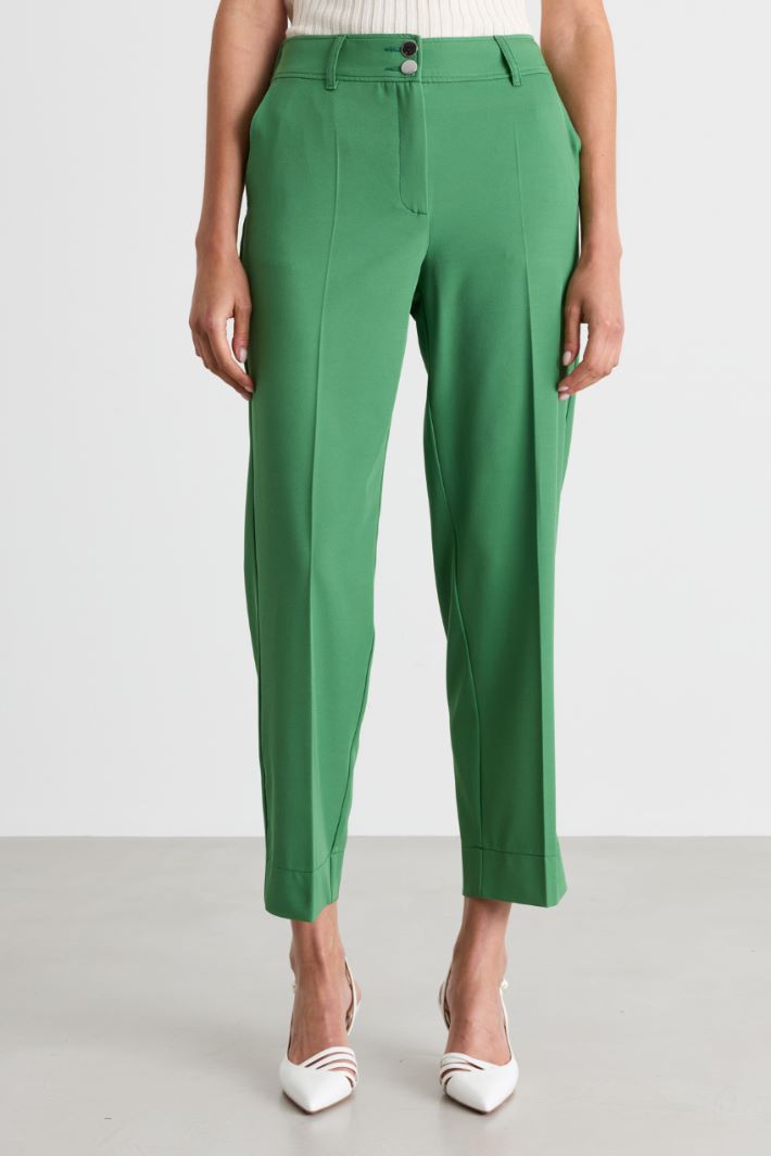 Fluid twill cigarette trousers - GREEN - Intrend - 2