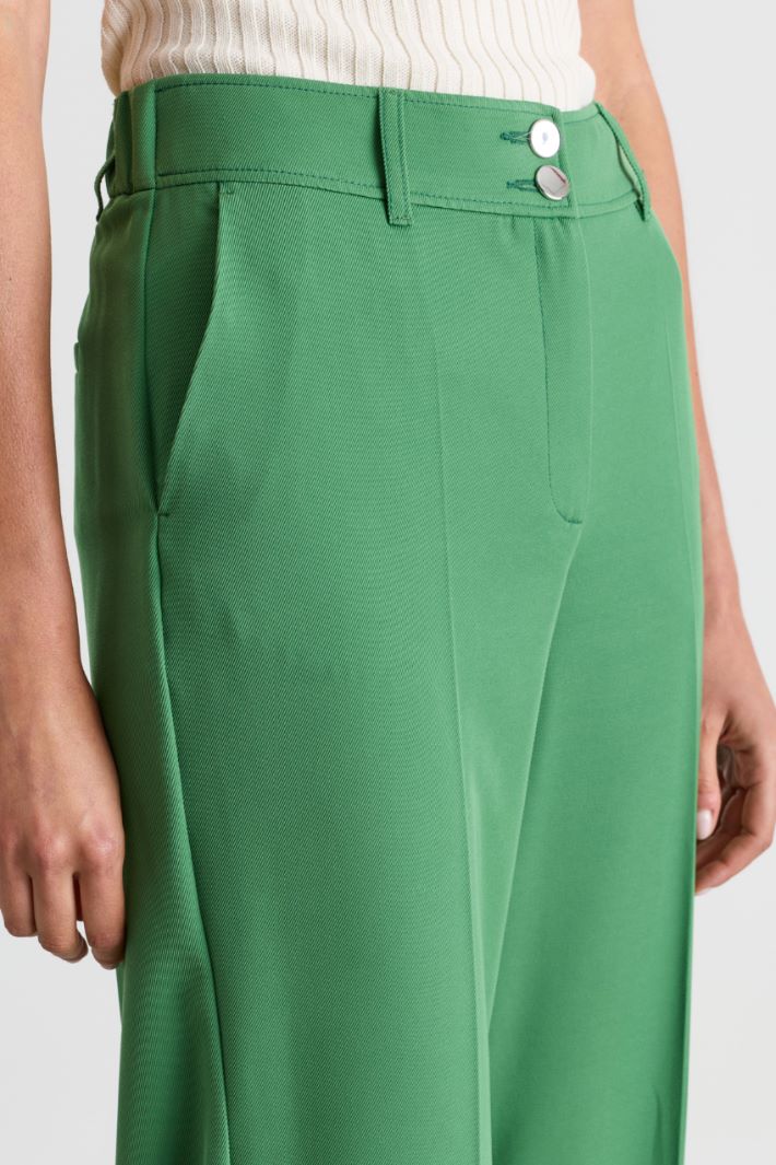 Fluid twill cigarette trousers - GREEN - Intrend - 3