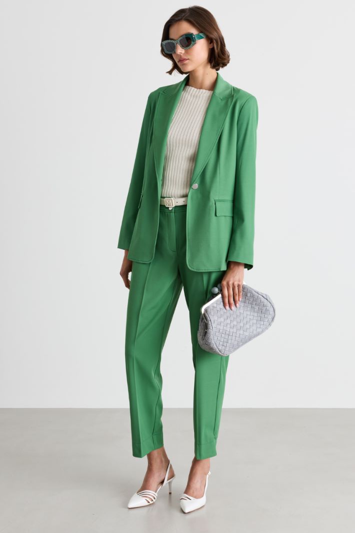 Fluid twill cigarette trousers - GREEN - Intrend