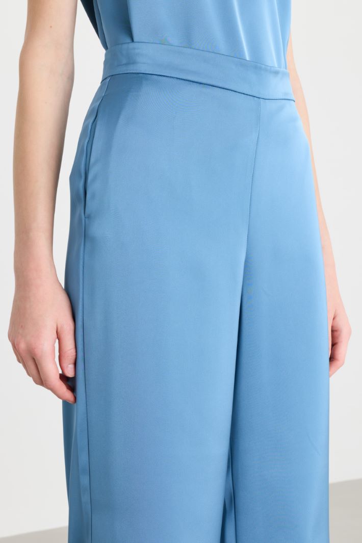 Wide-leg satin trousers - LIGHT BLUE - Intrend - 3
