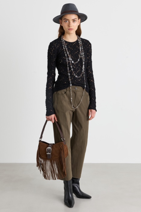 Vertical-Seam Gabardine Trousers - Intrend