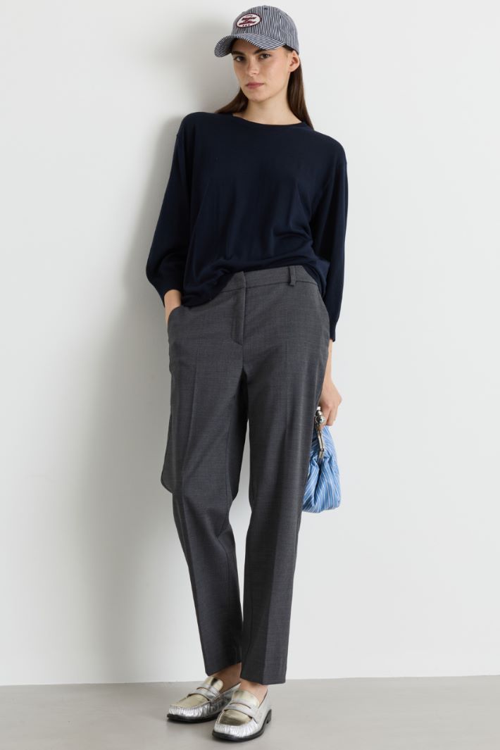 Pantalone slim in twill - GRIGIO - Intrend