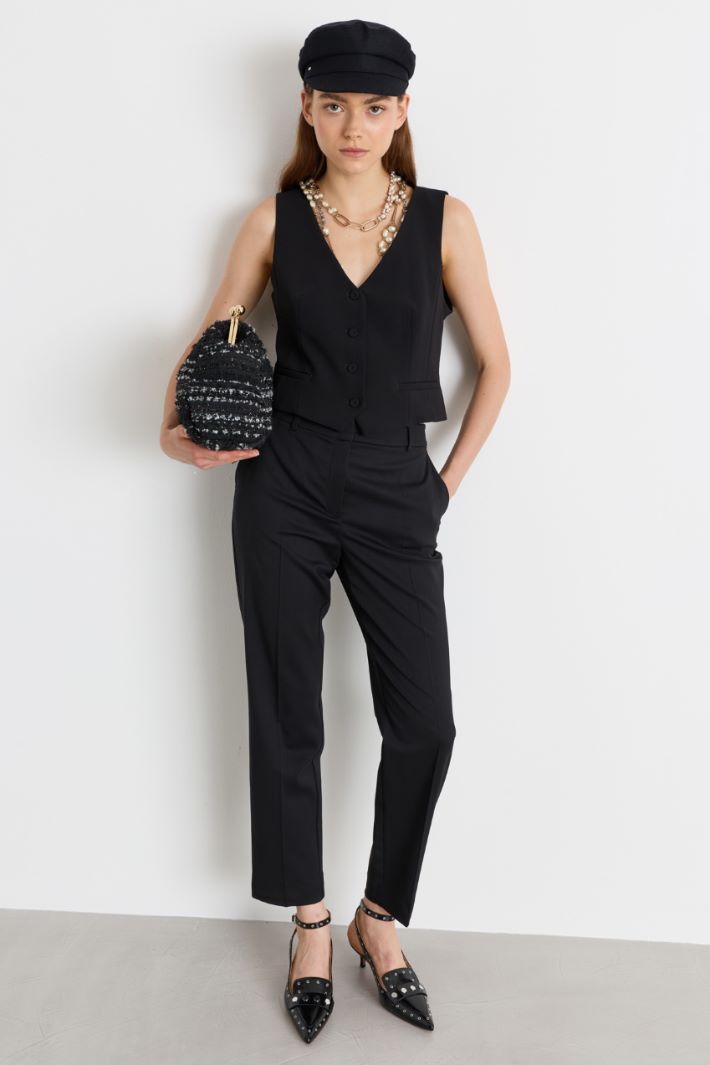 Pantalone slim in twill - NERO - Intrend