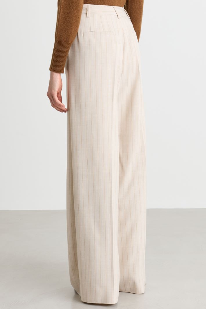Flowing wide-leg trousers - BEIGE - Intrend - 4