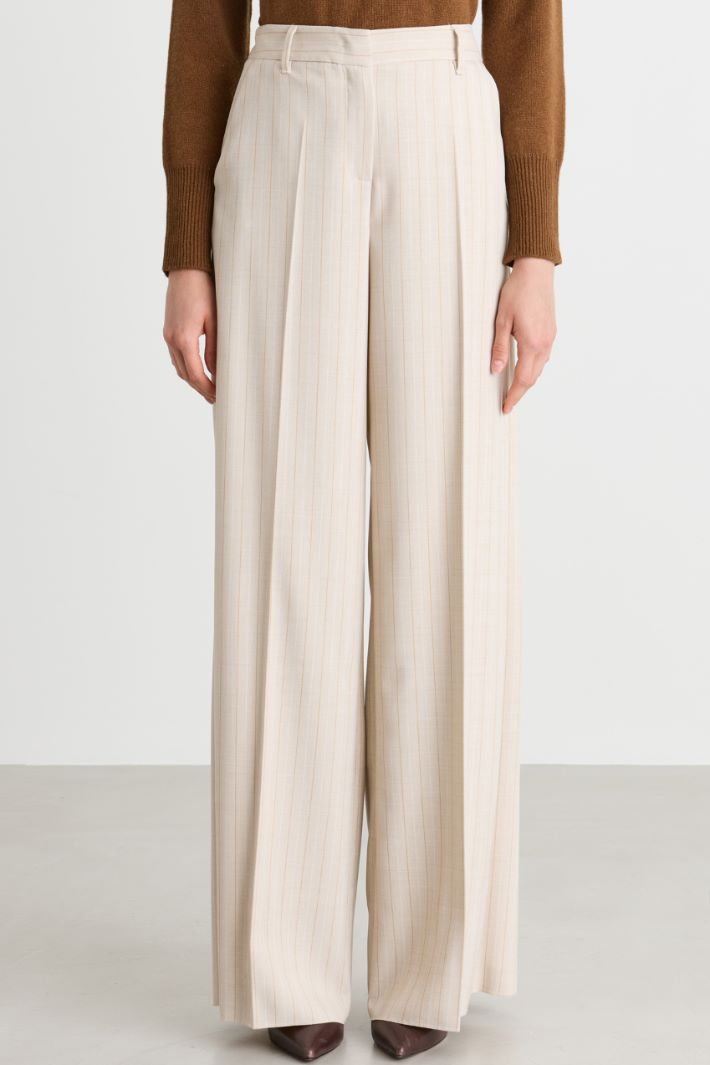 Flowing wide-leg trousers - BEIGE - Intrend - 2