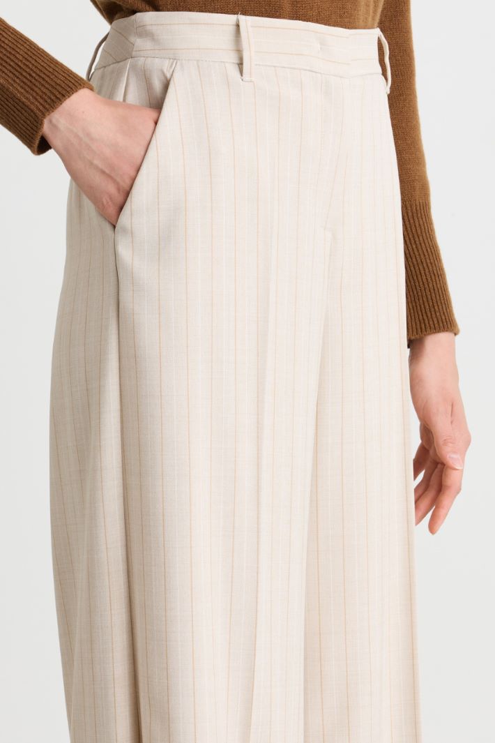 Flowing wide-leg trousers - BEIGE - Intrend - 3