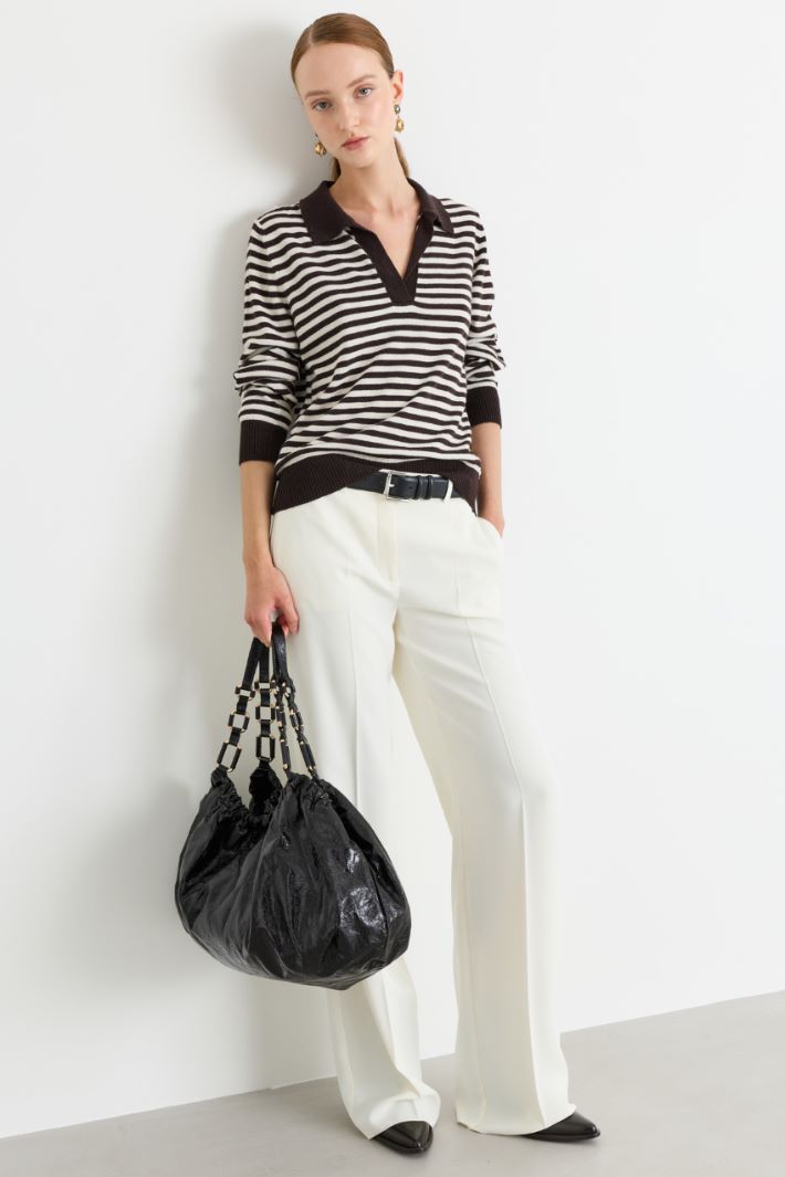 Flowing crepe trousers - WHITE - Intrend