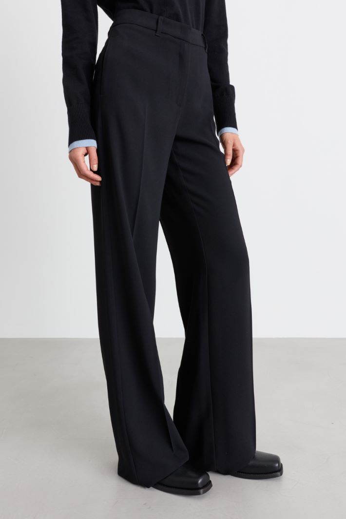 Pantalone fluido in crepe - NERO - Intrend - 2