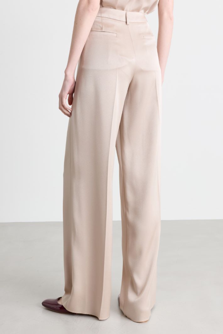Wide-leg satin trousers - BEIGE - Intrend - 4