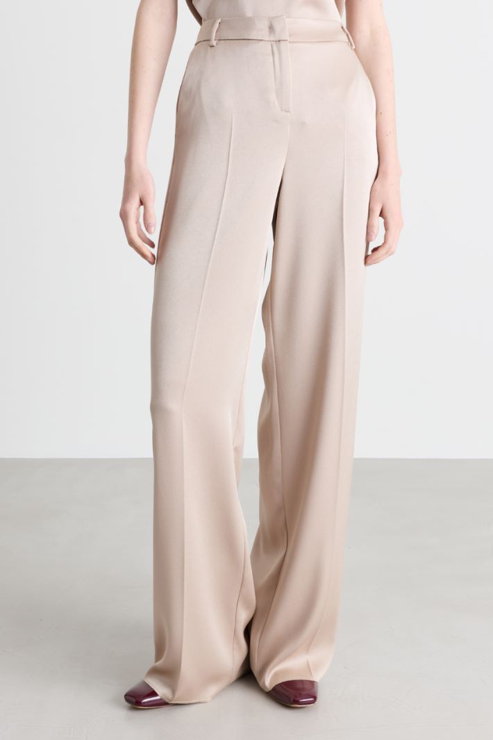 Wide-leg satin trousers - BEIGE - Intrend - 2