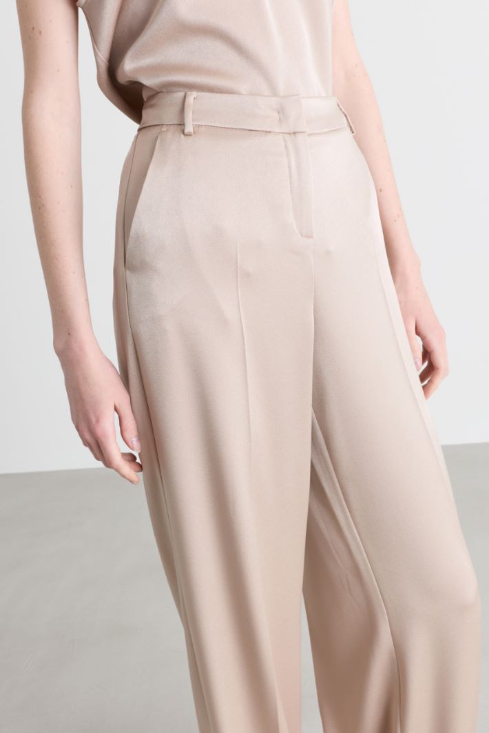 Wide-leg satin trousers - BEIGE - Intrend - 3