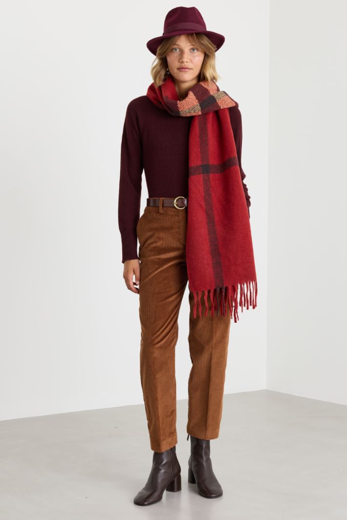 Pantalone carrot fit in velluto - MARRONE - Intrend