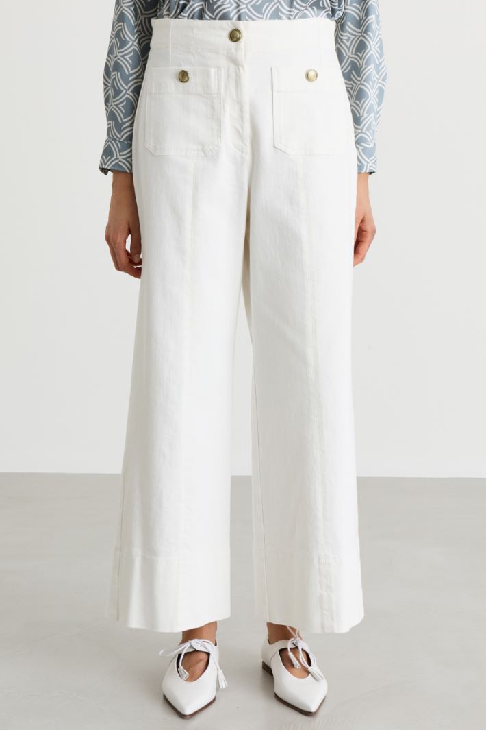 Pantalone a vita alta - BIANCO - Intrend - 2