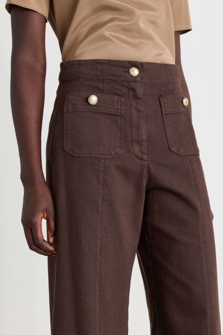 Pantalone a vita alta - MARRONE - Intrend - 3