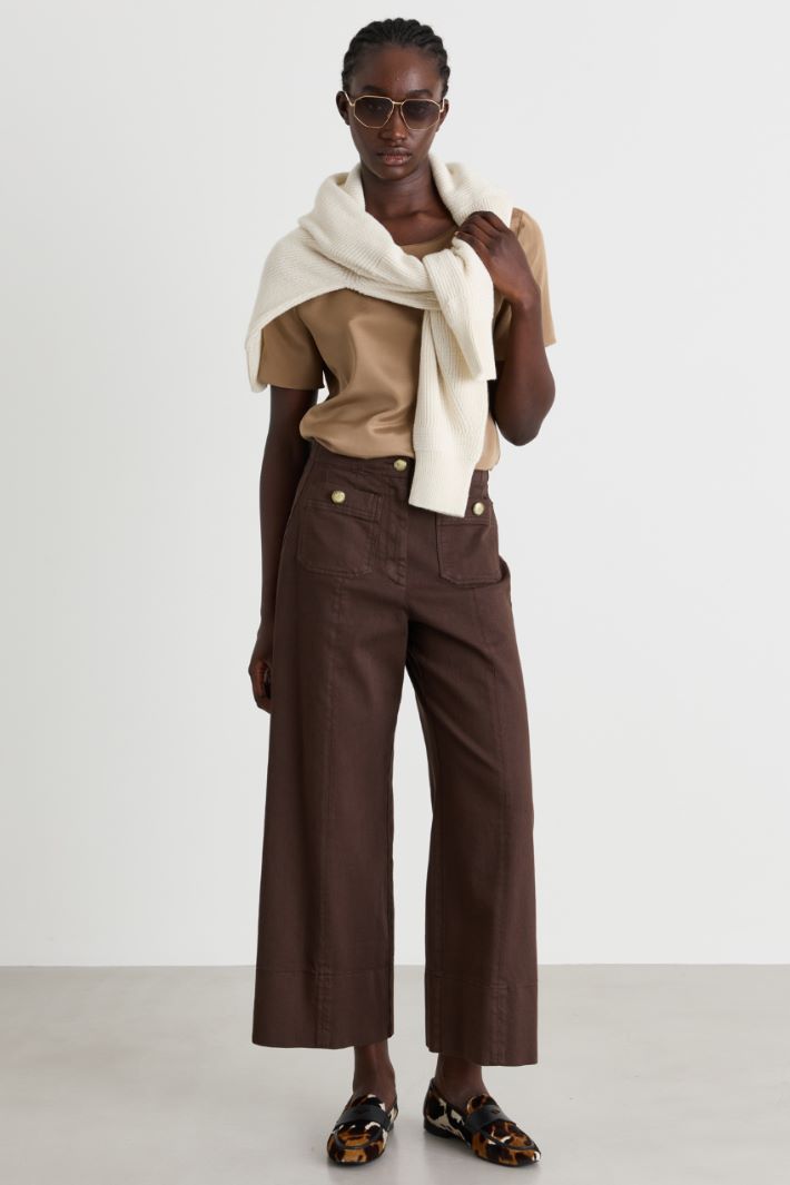 Pantalone a vita alta - MARRONE - Intrend
