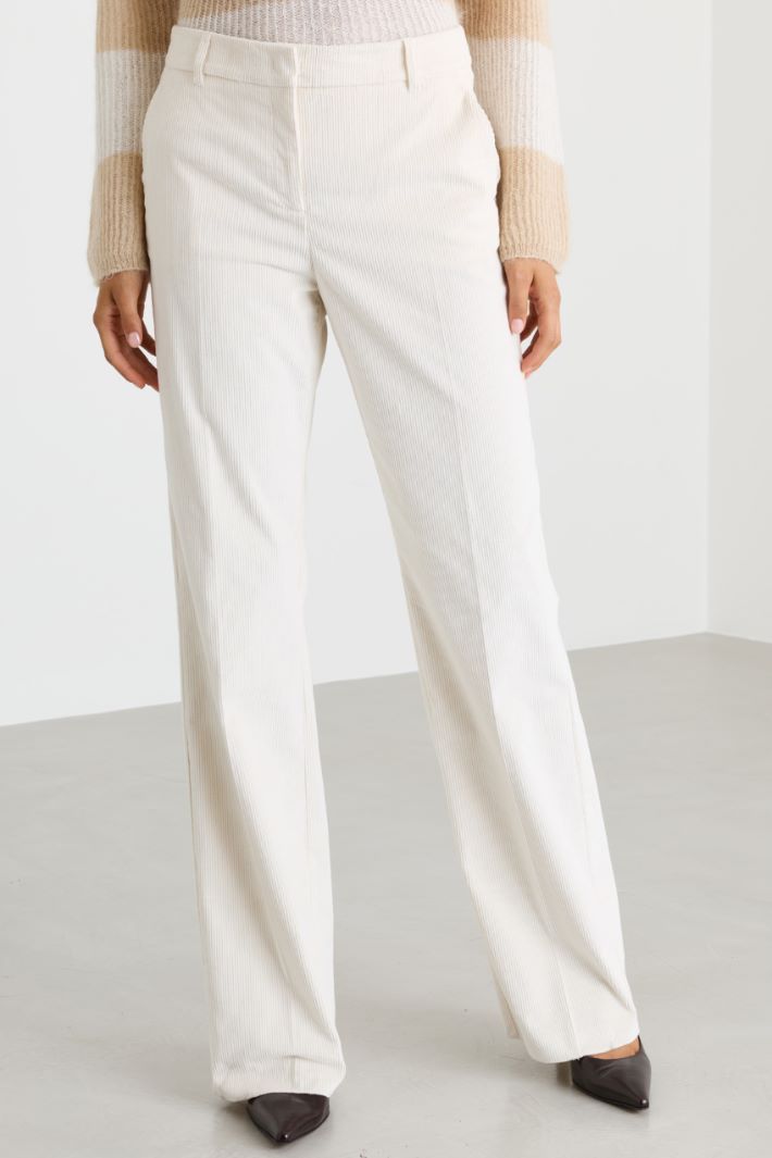 Corduroy Trousers - WHITE - Intrend - 2