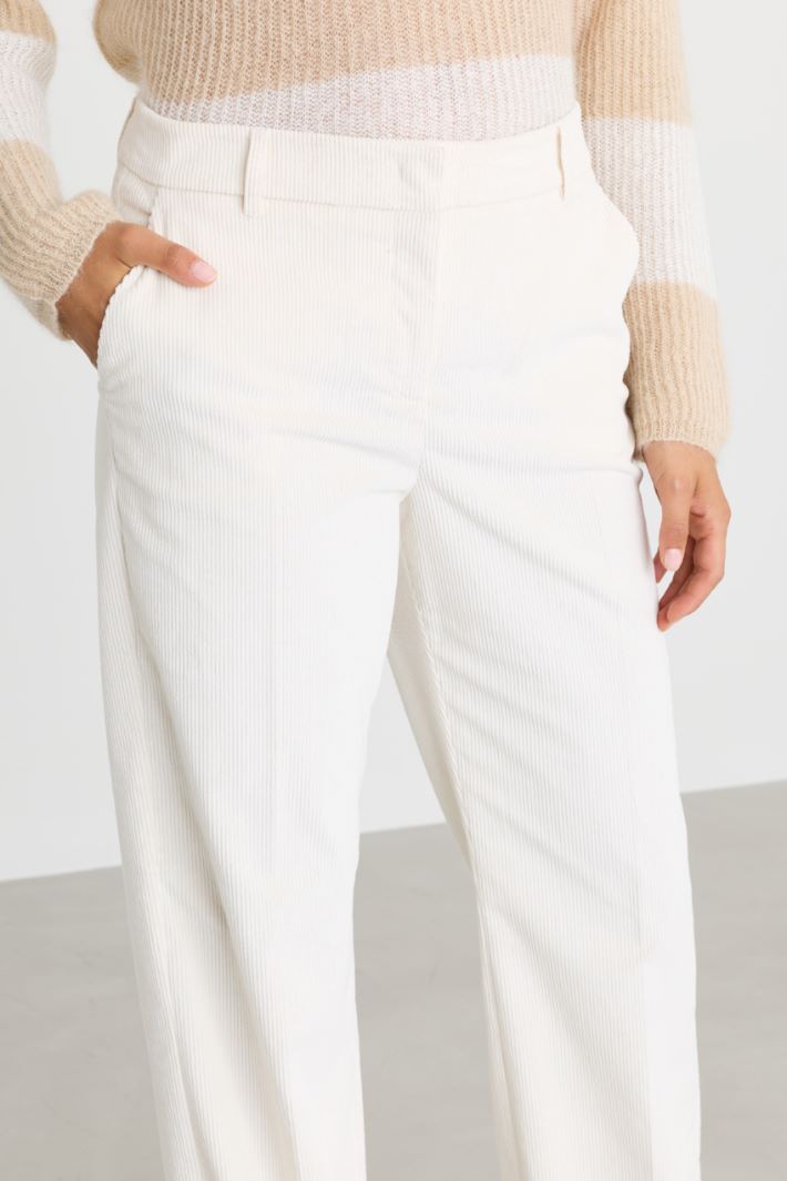 Corduroy Trousers - WHITE - Intrend - 3