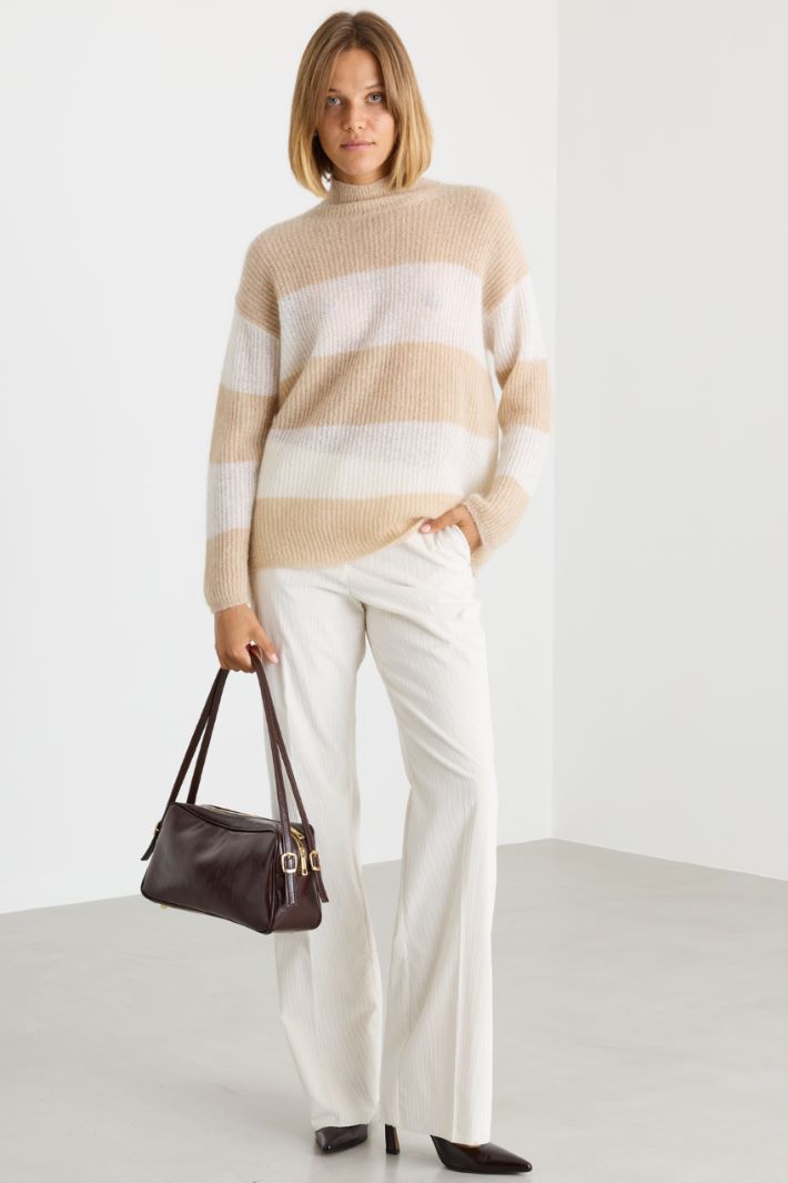 Corduroy Trousers - WHITE - Intrend