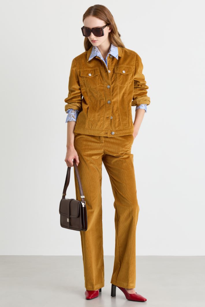 Corduroy Trousers - ORANGE - Intrend