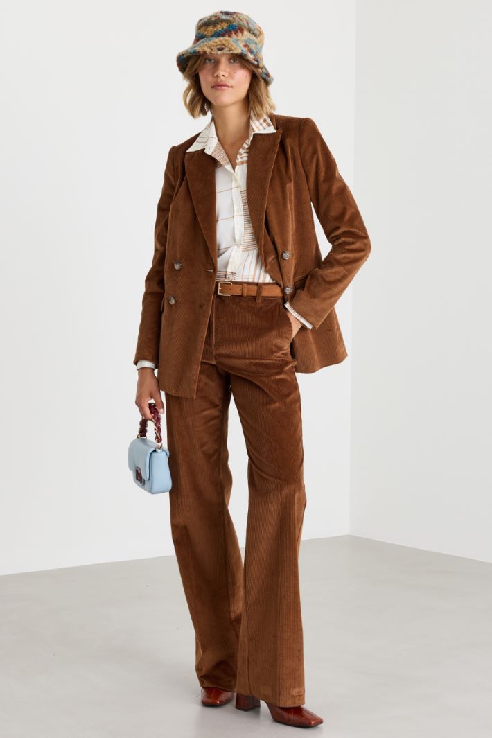 Corduroy Trousers - BROWN - Intrend