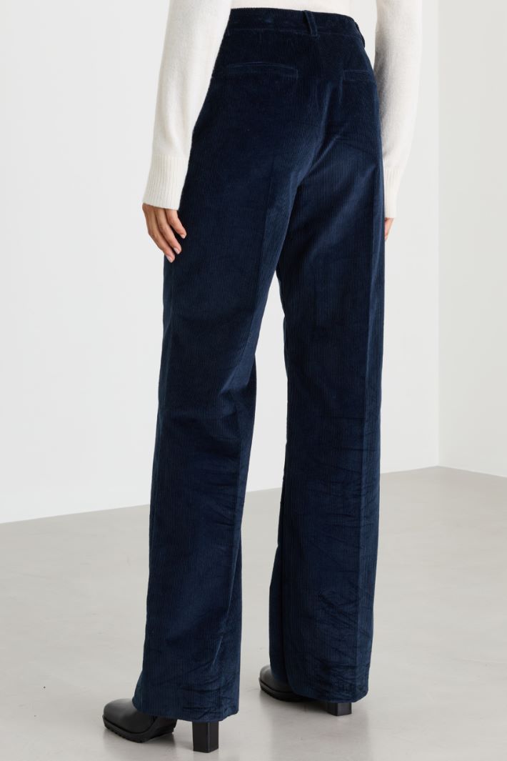 Corduroy Trousers - BLUE - Intrend - 4