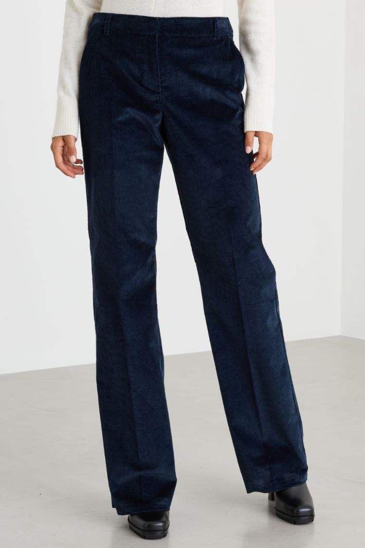 Corduroy Trousers - BLUE - Intrend - 2
