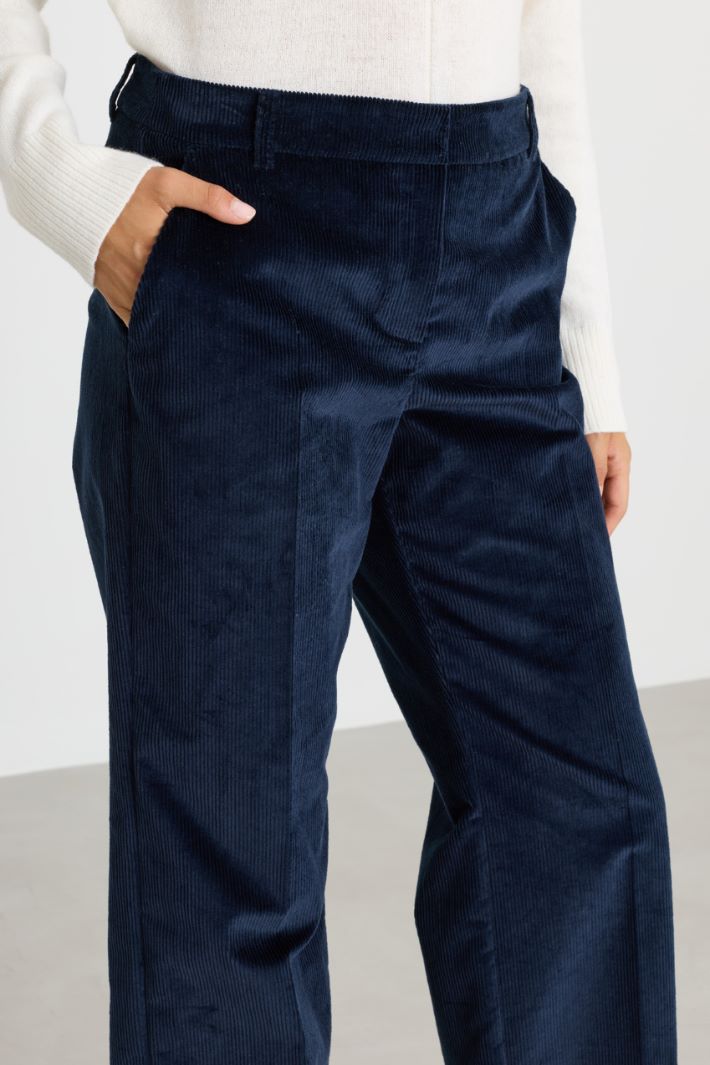 Corduroy Trousers - BLUE - Intrend - 3
