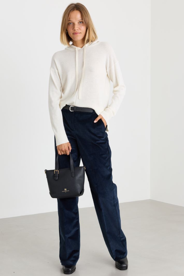 Corduroy Trousers - BLUE - Intrend