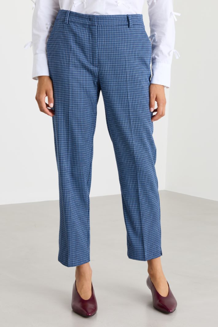 Stretch Cigarette Trousers - BLUE - Intrend - 2