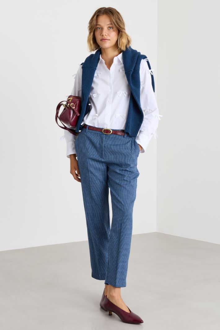 Stretch Cigarette Trousers - BLUE - Intrend