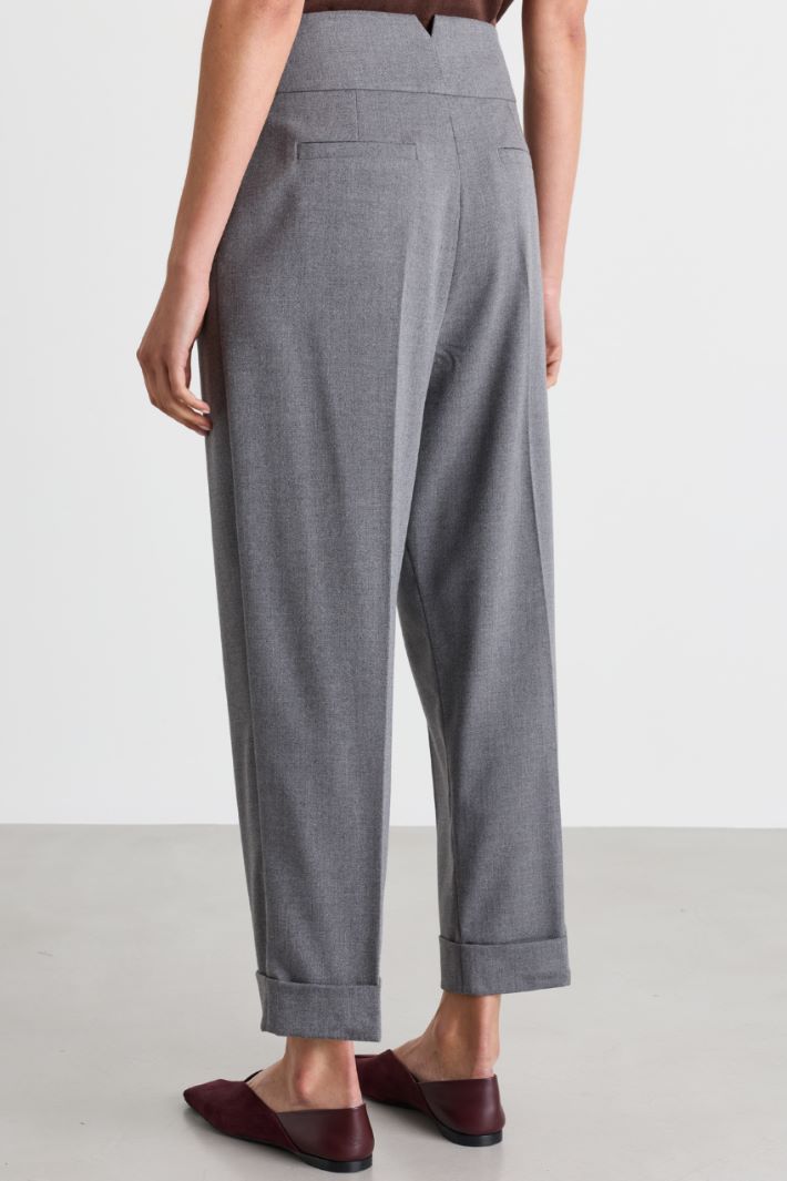 Carrot-fit trousers with turn-ups - GREY - Intrend - 4