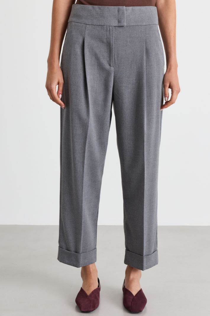 Carrot-fit trousers with turn-ups - GREY - Intrend - 2