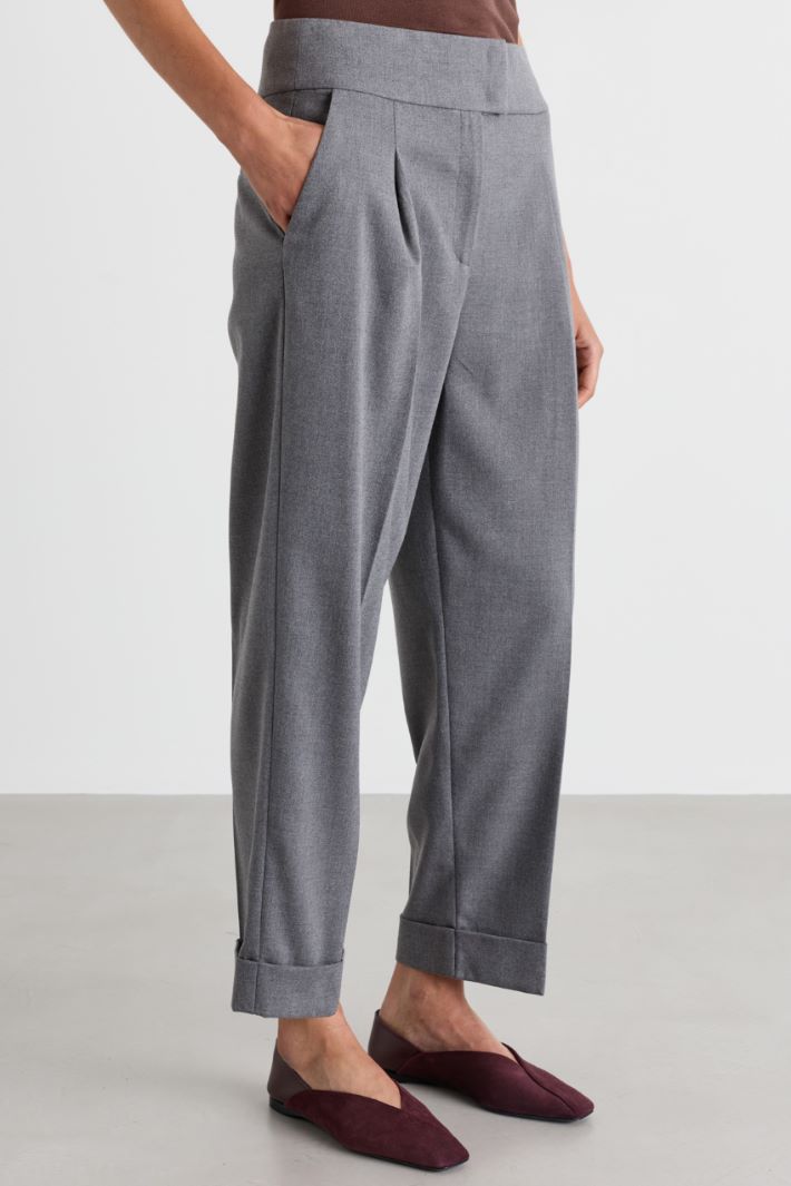 Carrot-fit trousers with turn-ups - GREY - Intrend - 3