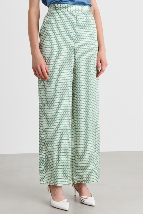 Pantalone in raso a fantasia